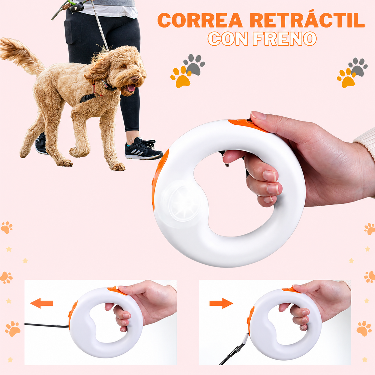 FreedomWalk™ — Correa Retráctil 360° con Freno para Mascotas 🐶🐾